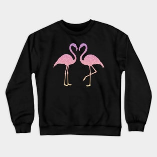 Pink Sunset Sunrise Ombre Faux Glitter Flamingos Silhouette Crewneck Sweatshirt